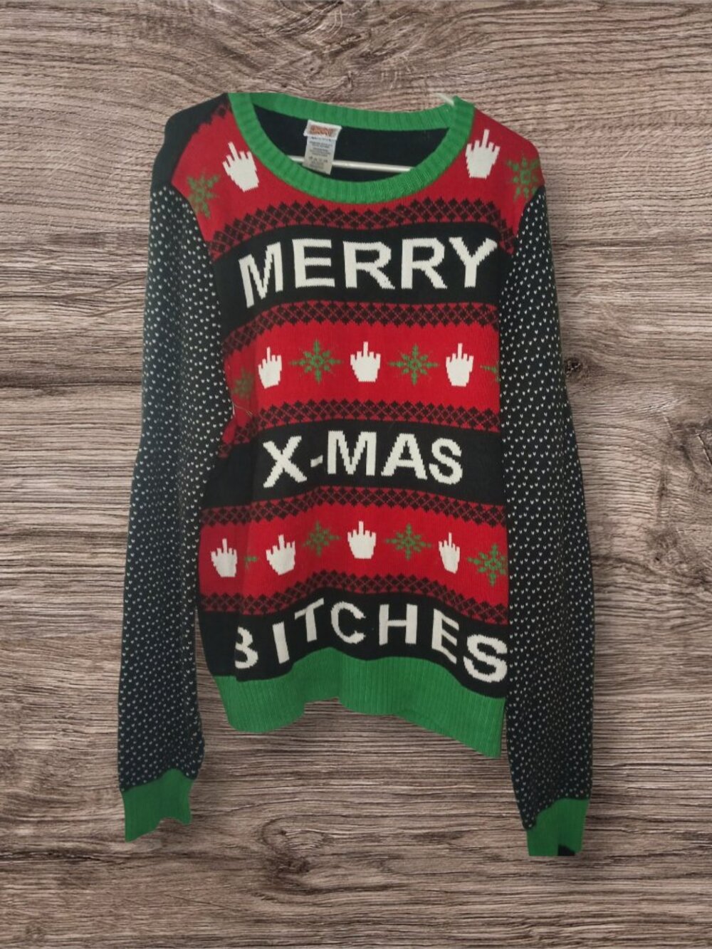 Spencer's Merry X-Mas B+++++s Ugly Christmas Sweater Size XL Holiday Novelty